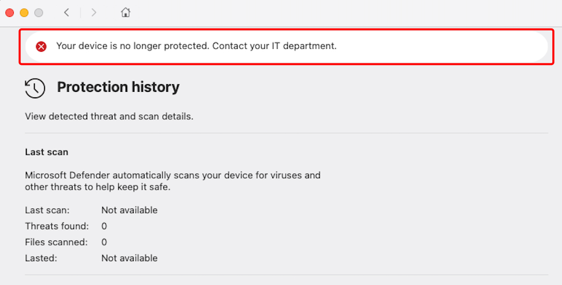 Microsoft Defender for Endpoint error
