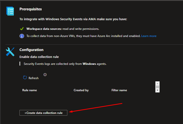 Data Collection Rule creation