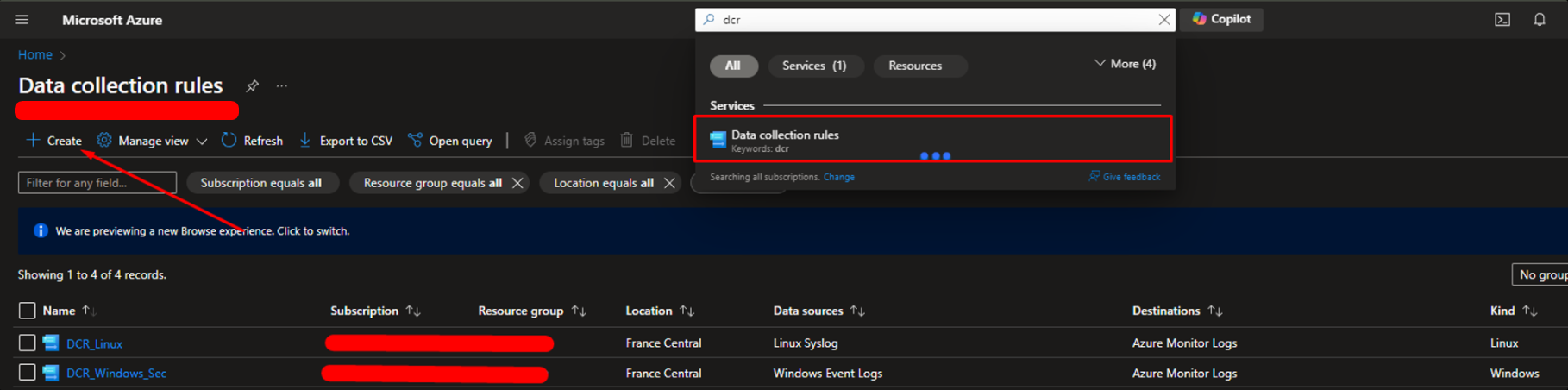 Data Collection Rule Evidence