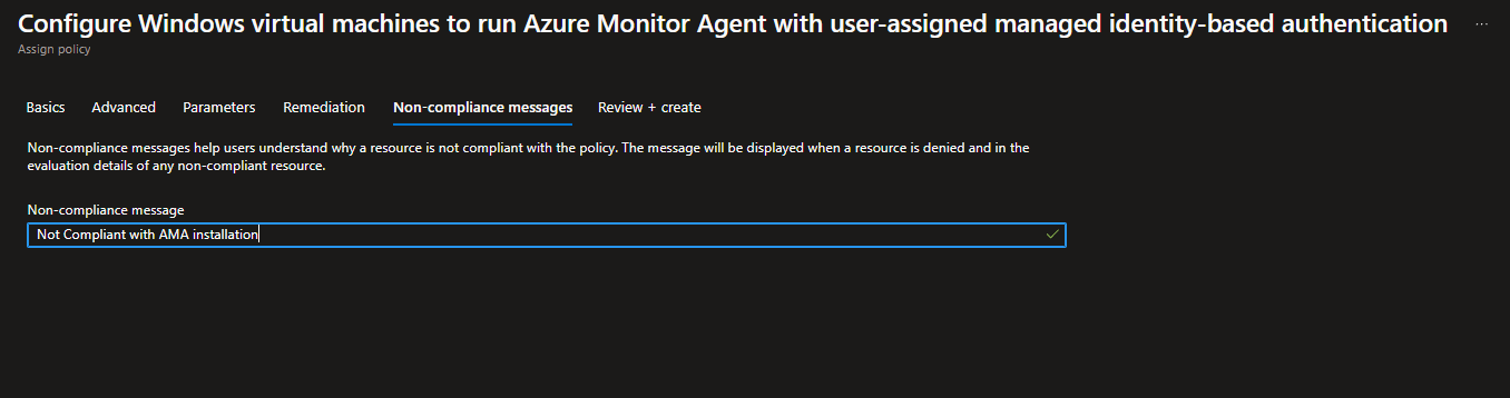 Non-Compliance Message